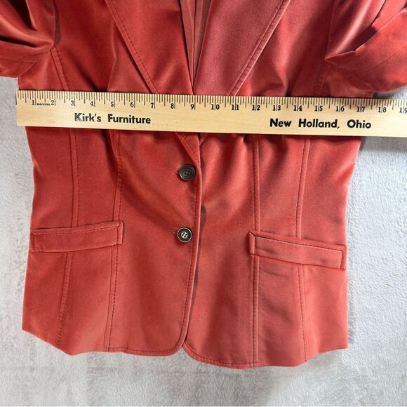 Vintage Talbots Velvet Blazer Jacket Burnt‎ Orange Cotton Silk Office Size 6 - Picture 3 of 8